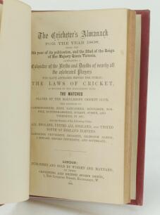 Wisden Cricketers’ Almanack 1868. 5th edition. Bound in red boards, lacking original paper wrappers, with title and date in gilt to spine, red speckled page edges. Pages checked, complete. Pages trimmed by the binder. Good/very good condition.