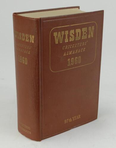 Wisden Cricketers&rsquo; Almanack 1960. Original hardback. Minor wear to the gilt titles on front board and spine otherwise in good+ condition