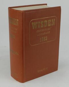 Wisden Cricketers’ Almanack 1963. Original hardback. Very minor dulling to the gilt titles on the front board otherwise in good/very good condition