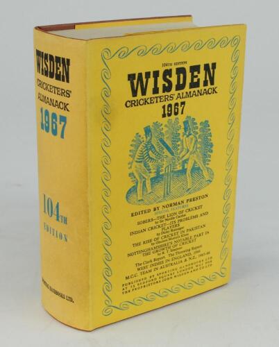 Wisden Cricketers&rsquo; Almanack 1967. Original hardback with dustwrapper. Slight age toning to dustwrapper spine otherwise in good/very good condition