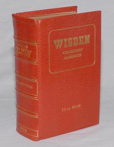 Wisden Cricketers&rsquo; Almanack 1938 to 1994. A splendid complete run of the Almanack fro the stated, each book has been beautifully bound, very similar to a Wisden de luxe full leather bound limited edition hardback, bound without original wrappers. Gilt tit