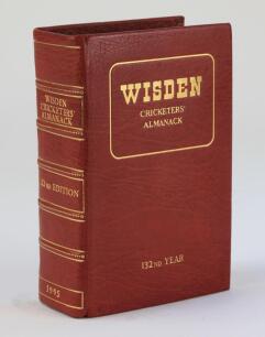 Wisden Cricketers’ Almanack 1995 to 2024. 132nd to 161st edition. Excellent complete run of the de luxe full leather bound limited edition hardback. Gilt lettering and gilt to all page block edges, in slip cases. Each book is numbered limited edition numb