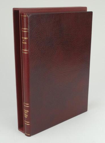 &lsquo;Sketches at Lord&rsquo;s&rsquo;. Michael Down and Derek West. London 1990. Numbered &lsquo;Collector&rsquo;s&rsquo; limited edition of 150 copies bound in full leather by Boundary Books, in slipcase, gilt to page edges. Signed by both Down and West. Limited edition no. 73/150. Name o