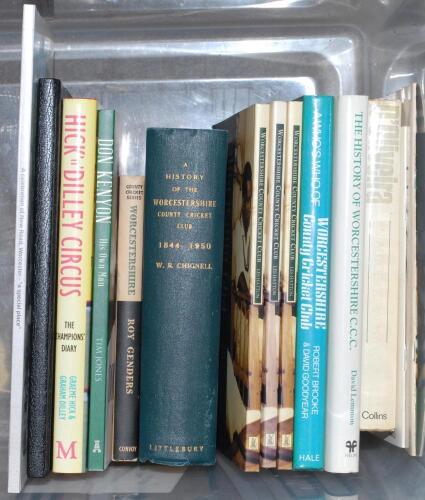 Worcestershire C.C.C. histories and biographies. A selection of fourteen mainly modern hardback and softback titles with the odd signed or limited edition including &lsquo;Hick &lsquo;n&rsquo; Dilley Circus&rsquo;, Graeme Hick & Graham Dilley 1990, signed by Hick. &lsquo;The Story of 
