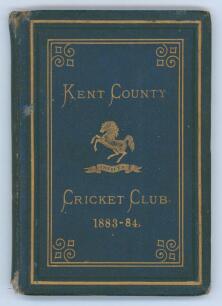 Kent County Cricket Club Annual 1883-1884. Hardback ‘blue book’. Original decorative boards. Gilt titles and to all page edges with gilt Kent emblem to centre. Printed by Cross & Jackman, ‘The Canterbury Press’ 1884. Some breaking to the front internal hi