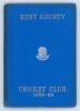 Kent County Cricket Club Annual 1888-1889. Hardback &lsquo;blue book&rsquo;. Original decorative boards. Gilt titles with silver gilt Kent emblem to centre. Printed by J. Burgiss-Brown, Maidstone 1889. Minor wear and slight darkening to board extremities, slight fadi