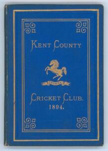 Kent County Cricket Club Annual 1894. Hardback ‘blue book’. Original decorative boards. Gilt titles and to all page edges with gilt Kent emblem to centre. Printed by Cross & Jackman, ‘The Canterbury Press’ 1894. Minor age toning to boards and spine otherw