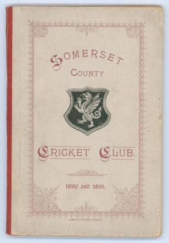 Somerset County Cricket Club Year Book 1890 and 1891. Compiled by Tom H. Knight. Alex Hammett, Taunton 1892. Original decorative boards. Minor wear and soiling to boards otherwise in very good condition. Rare second year of publication