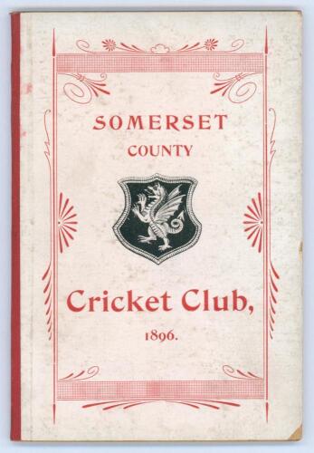 Somerset County Cricket Club Year Book 1896. Compiled by W.E. Webb. Hammett & Co, Taunton 1897. Original decorative boards. Minor wear and soiling to boards otherwise in very good condition. 7th year of publication