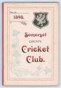 Somerset County Cricket Club Year Book 1898. Compiled by W.E. Webb. Hammett & Co, Taunton 1899. Original decorative boards. Very good condition. 9th year of publication