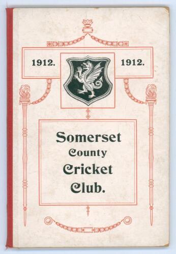 Somerset County Cricket Club Year Book 1912. Compiled by G.S. McAulay. Hamment & Co, Taunton 1913. Original decorative boards. Minor wear and soiling to boards otherwise in very good condition. Scarce