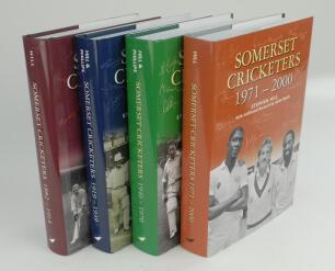 ‘Somerset Cricketers’. Stephen Hill (also Barry Phillips and Julian Wyatt). All four hardback volumes with dustwrappers covering the periods 1882-1914, 1919-1939, 1946-1970, and 1971-2000, published in Wellington, Somerset, 2016-2019. The first volume sig