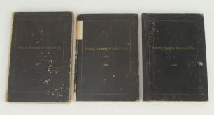 Surrey C.C.C. Handbook 1890, 1891 and 1892. Original brown boards with gilt titles to front board, some wear to gilt titles. The 1890 edition with both boards detached, wear and marks to front and rear board with slight loss to corners, the rear boards wi