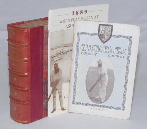 Gloucestershire cricket. ‘Scores made in County Matches by the Gloucestershire County Cricket Club’, published by Arrowsmith, Bristol. A compilation of issues of the Annual comprising over 800 pages covering seasons 1870-1914. Handsomely bound in red calf