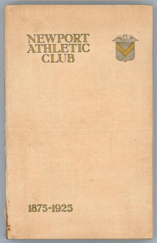 ‘Newport Athletic Club. The record of half a Century 1875-1925’. Compiled and edited by W.J. Townsend Collins. Newport c.1925. 206pp. Original decorative card covers. Comprises reports on all sporting activities at the Club with cricket references pp. 102