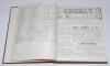 ‘Cricket: A Weekly Record of the Game’. Volume I. Numbers 1-21 (10th May to 28th September 1882). Complete with title and contents pages to front. Illustrated. Bound in brown cloth with title in gilt to spine label, red speckled page edges. Tear to pp. 57