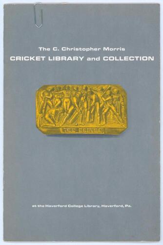 ‘The C. Christopher Morris Cricket Library and Collection’. Official brochure for the collection held at The Haverford College Library, Haverford, Philadelphia. 14pp illustrated card brochure comprising details of the Committee and Advisory Group date sta