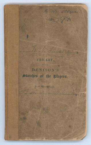 ‘Sketches of the Players’. William Denison. London: Simpkin, Marshall and Co., Rudolph Ackermann, R. Dark [and others], 1846. 76pp plus advertising pages. Padwick 876. Original printed buff front wrapper with printed title to front. Replacement rear wrapp