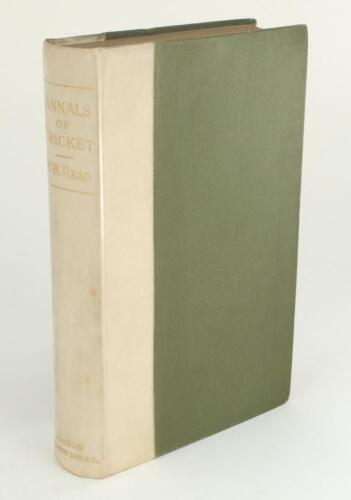 ‘Annals of Cricket’. W.W. Read. Sampson Low, London 1896. Original quarter vellum over dark green boards, gilt title to spine. Contents on hand-made paper, rough edges. Top edge gilt. Limited edition number 23 in the deluxe edition of 250 copies, nicely s