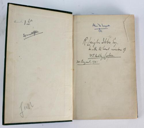 ‘Curiosities of First-Class Cricket’. F.S. Ashley Cooper. Edmund Seale, London 1901. ‘Signed and interleaved’ limited edition of 100 copies, this being number 8, nicely signed in ink by Ashley-Cooper to the limitation label laid down to front endpaper. A 