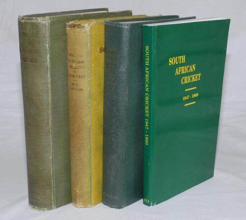 South Africa cricket histories. Four volumes including three hardback titles in original publisher’s cloth. ‘The History of South African Cricket [1876-1914]’, M.W. Luckin, Johannesburg 1915. ‘South African Cricket 1919-1927’, M.W. Luckin, Johannesburg 19