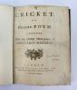 ‘Cricket. An Heroic Poem Illustrated with the critical observations of Scriblerus Maximus’. James Love [Dance]. Published by W. Bickerton 1744. First edition. 25pp. Woodcut title vignette. Bound in blue morocco leather with beautifully gilt title letterin - 4