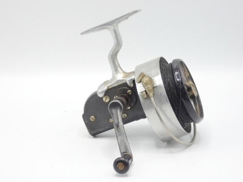 A Hardy Altex No.3 Mk.II fixed spool reel, folding ebonite right wind handle, full bail arm, ebonite drum and a Hardy "Wanless 10lbs" 3 piece cane salmon spinning rod, 10', green/crimson tipped wraps, sliding alloy reel fitting, suction joints, 1933, in 