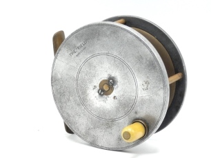 A scarce Hardy Field 3 7/8" light salmon fly reel, domed ivorine handle on lipped faceplate, brass bridge foot, brass drum and triple cage pillars, fixed calliper spring check mechanism, face stamped model details, wear from normal use, circa 1898 (see il