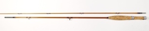 A scarce Hans Gebetsroither "Willy Forstinger Privat" custom built 2 piece cane trout fly rod, 6' 2½", #6/7, tan silk wraps, sliding alloy reel fitting, staggered ferrule (lacking cane ferrule stopper), suction joint, good overall condition, in later bag