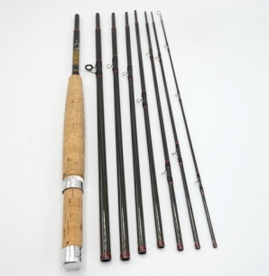 A Hardy "Graphite Smuggler" 8 piece trout rod, 9'5", #7, black/scarlet tipped silk wraps, sliding alloy reel fitting, spigot joints, in later bag