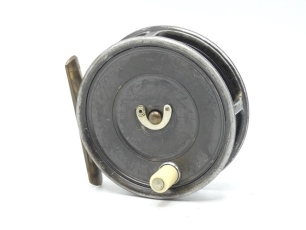 A scarce Hardy Uniqua 3 1/8" trout fly reel, ivorine handle, brass foot, nickel silver horseshoe drum latch, fixed early Mk.II check mechanism, backplate stamped Abercrombie & Fitch retailer's details, light wear from normal use, circa 1918