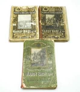 A Hardy Angler's Guide, 1913, 40th ed., green pict soft cover, b/w and col. illust. front cover loose and two further Hardy Angler's Guides, 1915, 41st ed. and 1917, 42nd ed, covers worn (3)