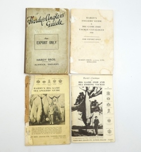 A scarce Hardy Angler's Guide & Big Game Fish Catalogue, 1948 Export copy, grey board cover, factory copy with lined pages inter-leaved throughout, contents loose, another copy of the same, printed paper cover, another 1939 Big Game & Sea Anglers' Guide,