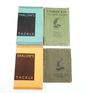 A Farlow tackle Catalogue, n.d., c.1925, soft green cover with heron logo, b/w and col. illust. and three further Farlow catalogues, 92nd ed., 93rd ed. and 94th ed. (4)