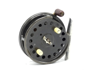 A Hardy Silex No.2 2 7/8" bait casting reel, shallow cored drum with ventilated arbour, twin ivorine handles and nickel silver telephone drum latch, alloy foot, cut-away rim section, Indian rubber rim mounted casting trigger and knurled brass tension s