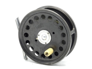 An unusual Hardy St George 3 ¾" trout fly reel, without the usual factory fitted agate line guide, shallow cored drum with ivorine handle and three screw spring drum latch, alloy foot, milled rim tension screw and Mk.I check mechanism, reel retains much o