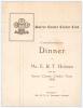 Surrey C.C.C. 1938. Official menu for the ‘Complimentary Dinner to Mr E.R.T. Holmes and the Surrey Cricket Team 1938’. Minor foxing, small adhesive mark to rear page, otherwise in very good condition.