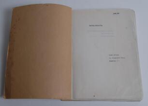 ‘Herbert Sutcliffe. His Cricket and Cricketing Times’. Written by James Savage of Bradford. Original 296 page typescript covering Sutcliffe’s early cricket, county and Test match progression to its send in 1939. Pages bound in card folder. It is not known