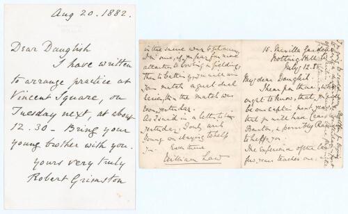 Maurice John Dauglish. Middlesex & Oxford University 1886-1890. ‘Eton v Harrow 1886’. Nicely presented file comprising a collection of six original and other facsimile copies of letters written to Dauglish by notable cricketing Old Harrovians. Dauglish wa