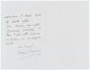 Pelham Francis Warner. Middlesex, Oxford University & England 1894-1920. Two page handwritten letter from Warner, dated 10th April 1907, regarding his ability to sing or recite. ‘I have never sung a song in my life or recite, also I have five or six men s - 2