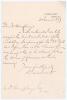 Richard Webster, 1st Viscount Alverstone. President of Surrey C.C.C. One page handwritten letter to ‘Mr Humphreys’, dated 25th March 1899. Alverstone is replying to an invitation from the Saddlers’ Company, which he has to decline due to his commitments a