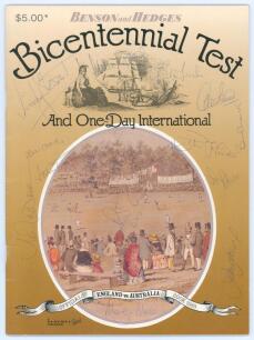 Australia v England 1988. ‘Benson & Hedges Bicentennial Test and One Day International’. Official souvenir programme published by ‘Playbill Sport’. Signed to the front cover by fifteen members of the England touring party. Players’ signatures include Gatt