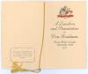 Don Bradman. Official menu for ‘A Luncheon and Presentation to Don Bradman’. Savoy Hotel, London. September 20th 1948. Folding menu for the Luncheon given by ‘The People’ newspaper. The menu with gold tassel, title to front cover and colour ‘Australia 194 - 2