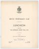 Australia tour to England 1953. Two official menus for luncheons for the Australian touring team. One, given by the Institute of Journalists London District held at the Dorchester Hotel, London 21st April 1953, is signed in ink to the rear cover by ten at - 2