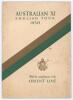 Australian tour of England 1930. Rare official folding tour itinerary for the Australian tour of England 1930. The front cover with decoration in gold and green with Australian emblem and partial ribbon tie. ‘Australian Board of Control for International - 3