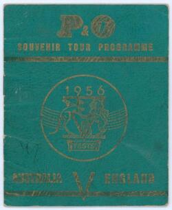 Australia tour to England 1956. Official P&O souvenir tour programme for the 1956 tour. The programme with fixtures, travel details and pen pictures and biography of all members of the Australian team to pages. Signed to pen pictures by all seventeen play