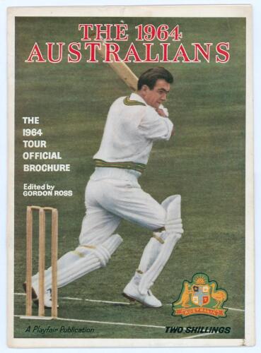 Australia tour to England 1964. &lsquo;The 1964 Australians&rsquo;. Official Playfair tour brochure edited by Gordon Ross. Signed to the pen pictures by sixteen members of the Australian touring party. Signatures are Simpson (Captain), Booth, Burge, Connolly, Corling