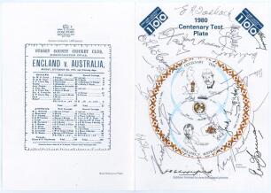 ‘1980 Centenary Test Plate’. Official flyer/ order form produced for the issue of a Centenary Plate by Coalport. The folding flyer with title and artist’s impression of the plate to front, inside with description and order form, to the back a reproduction