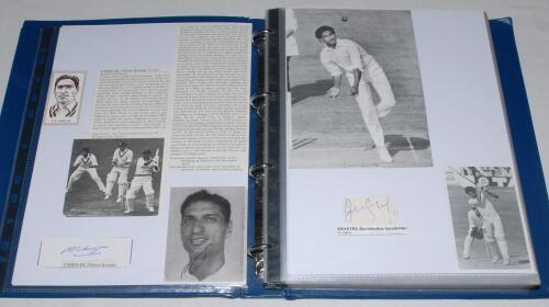 India. ‘Who’s Who of Test Cricketers’. An extensive collection of almost one hundred signatures very nicely presented in one binder. The majority of signatures are in ink on pieces, laid down with biographical extracts of each player taken from Christophe