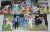 Cricket autographs 1950s-2000s. A good selection of signed magazine page extracts and cuttings comprising over eighty signatures in total. Original team press photographs include Kent 1981 (10 signatures), Middlesex c.1985 (13), Warwickshire 1985 (11), an - 2